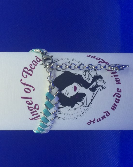 2 Sıra Half Tila Bilezik-Beyaz yeşil