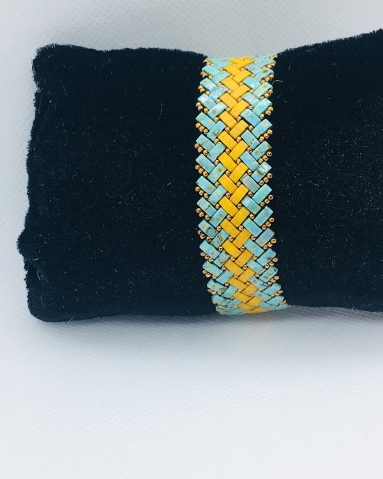 6 Sıra Half Tila Bilezik-Yeşil&Hardal