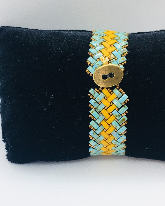 6 Sıra Half Tila Bilezik-Yeşil&Hardal