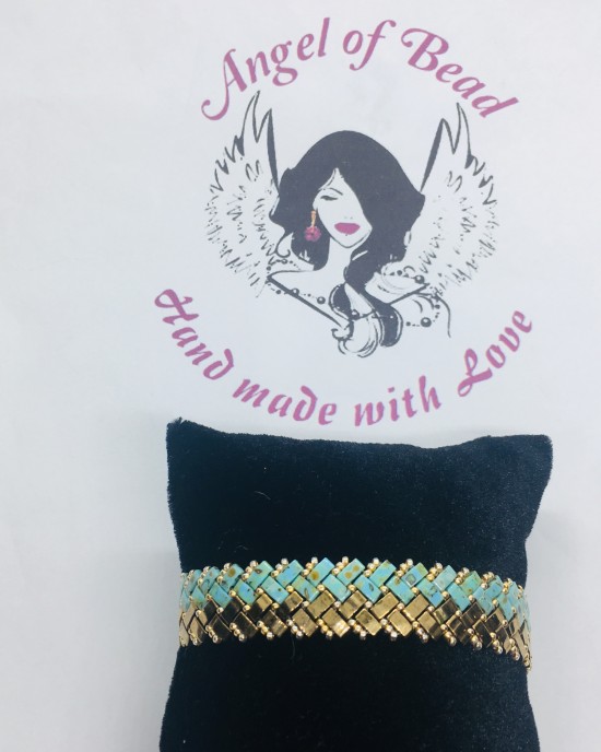 Half Tila 4 Sıra Bileklik-Bakır&Yeşil