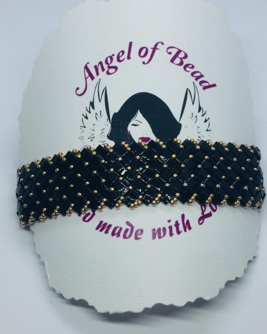 6 Sıra Half Tila Bilezik-Siyah ve Altın Uyumu