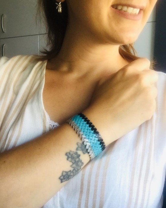 8 Sıra Half Tila Bilezik-Siyah Beyaz Kuğu 