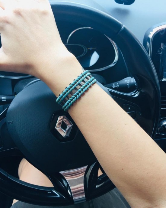 Superduo ve Tila Boncuktan Bileklik-Yeşil Tonlu