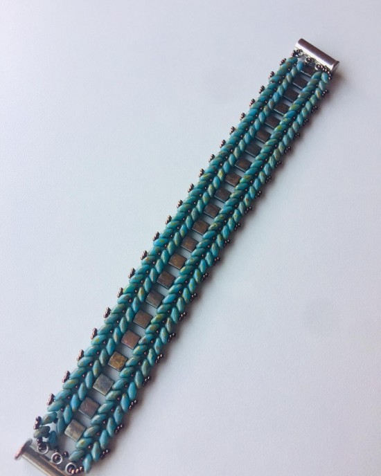 Superduo ve Tila Boncuktan Bileklik-Yeşil Tonlu