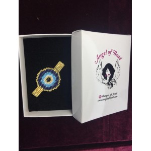 Altın rengi miyuki boncuktan nazarlık aparatı