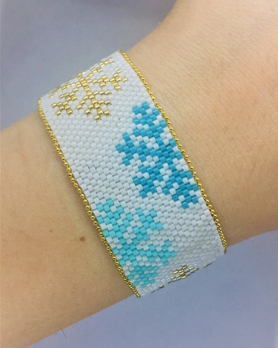 Kar tanesi desenli beyaz miyuki bileklik