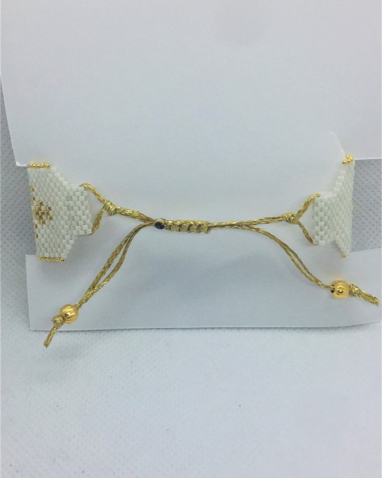 Kar tanesi desenli beyaz miyuki bileklik