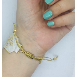 Kar tanesi desenli beyaz miyuki bileklik