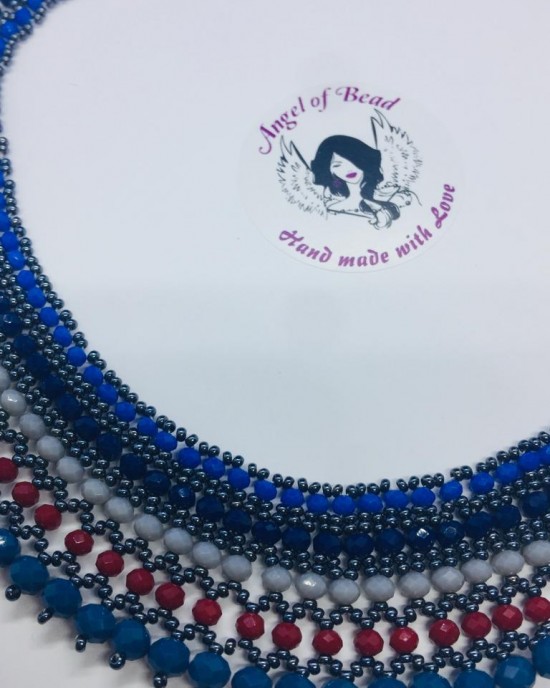 Mavi ve petrol renklerde Kleopatra Kolye