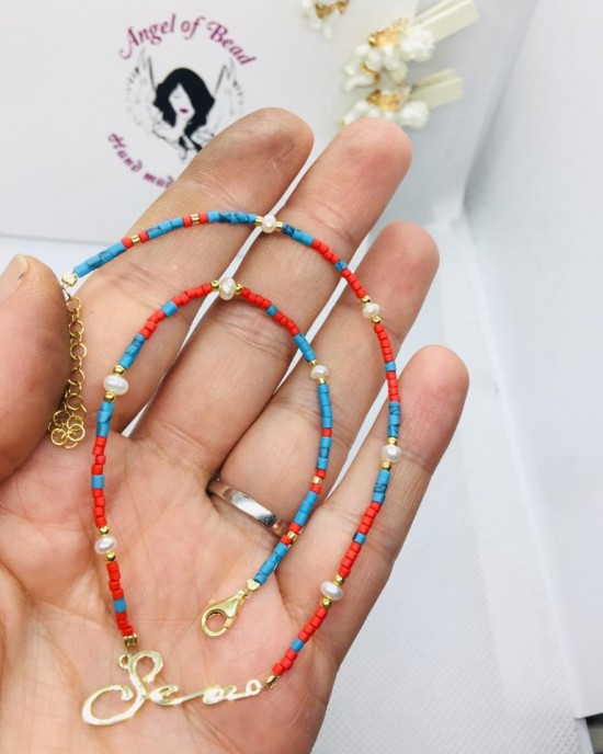 Sev- Gümüş ve İncili Kolye