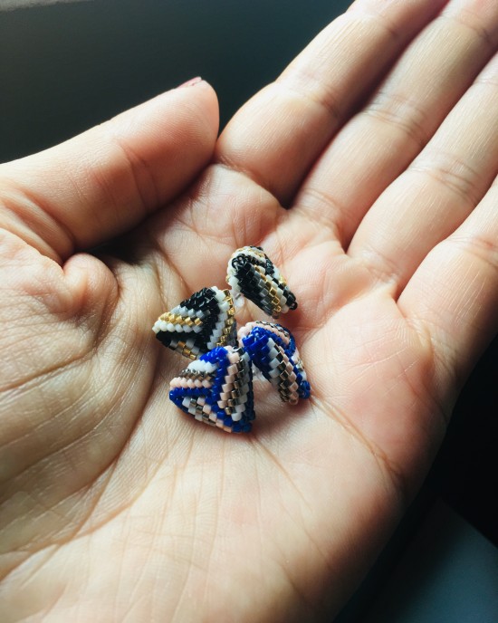 Miyuki Üçgen Küpe-Mavi