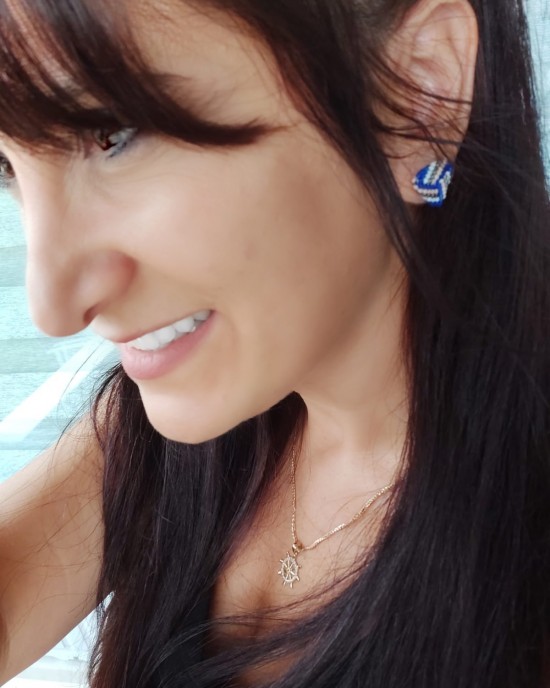 Miyuki Üçgen Küpe-Mavi