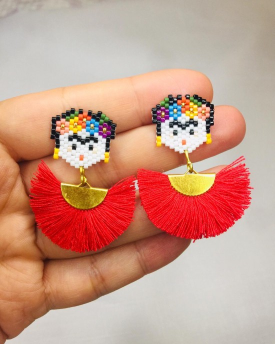 Miyuki Frida Kahlo Yelpaze Küpeler