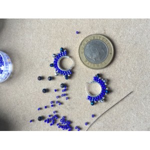 Gümüş halkalı miyuki küpeler-Parlament mavi